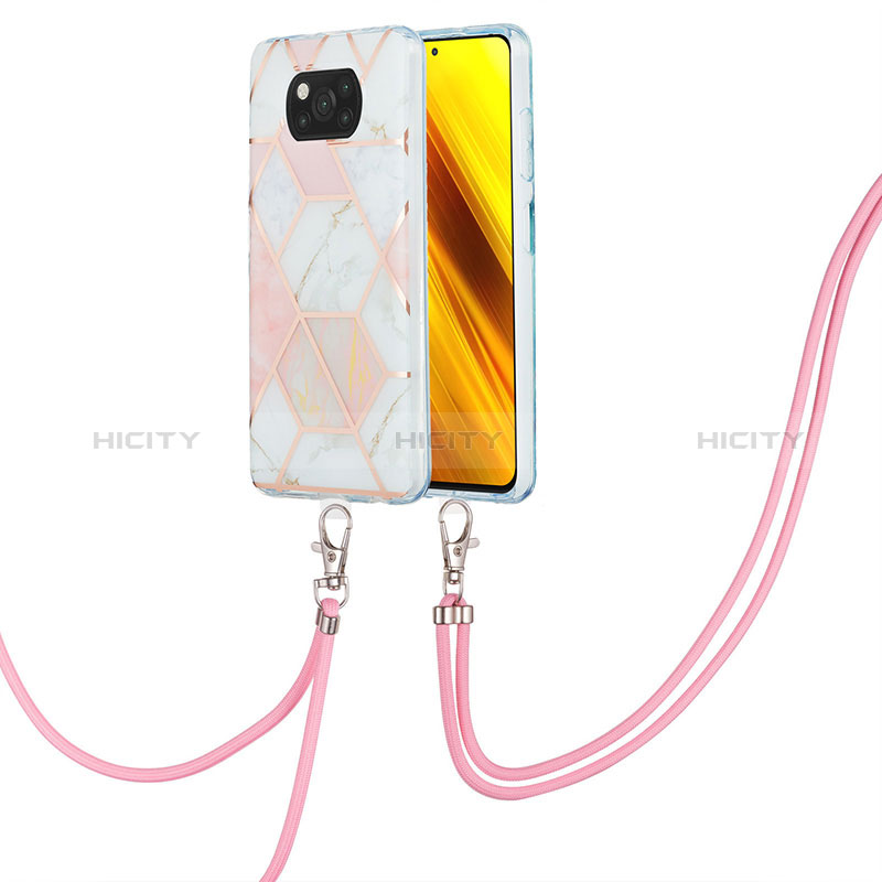 Coque Silicone Motif Fantaisie Souple Couleur Unie Etui Housse avec Laniere Strap Y01B pour Xiaomi Poco X3 NFC Plus