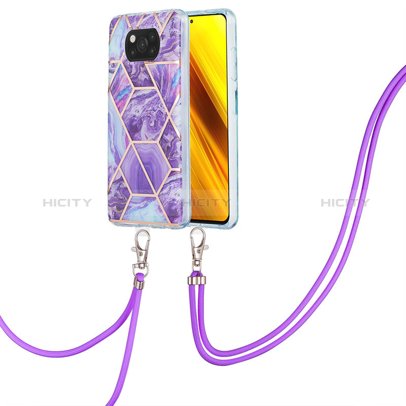 Coque Silicone Motif Fantaisie Souple Couleur Unie Etui Housse avec Laniere Strap Y01B pour Xiaomi Poco X3 NFC Plus