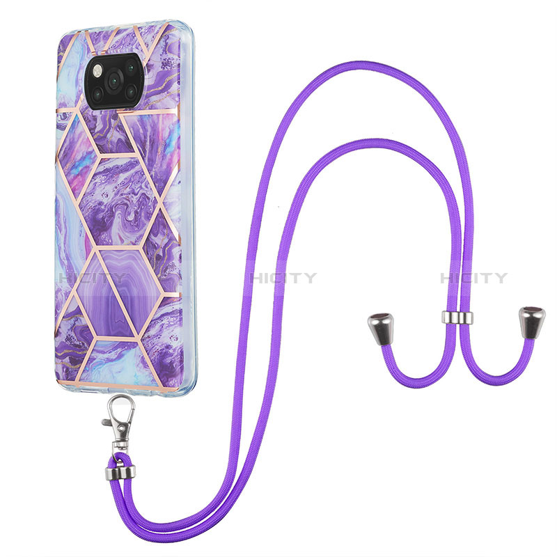 Coque Silicone Motif Fantaisie Souple Couleur Unie Etui Housse avec Laniere Strap Y01B pour Xiaomi Poco X3 Pro Plus