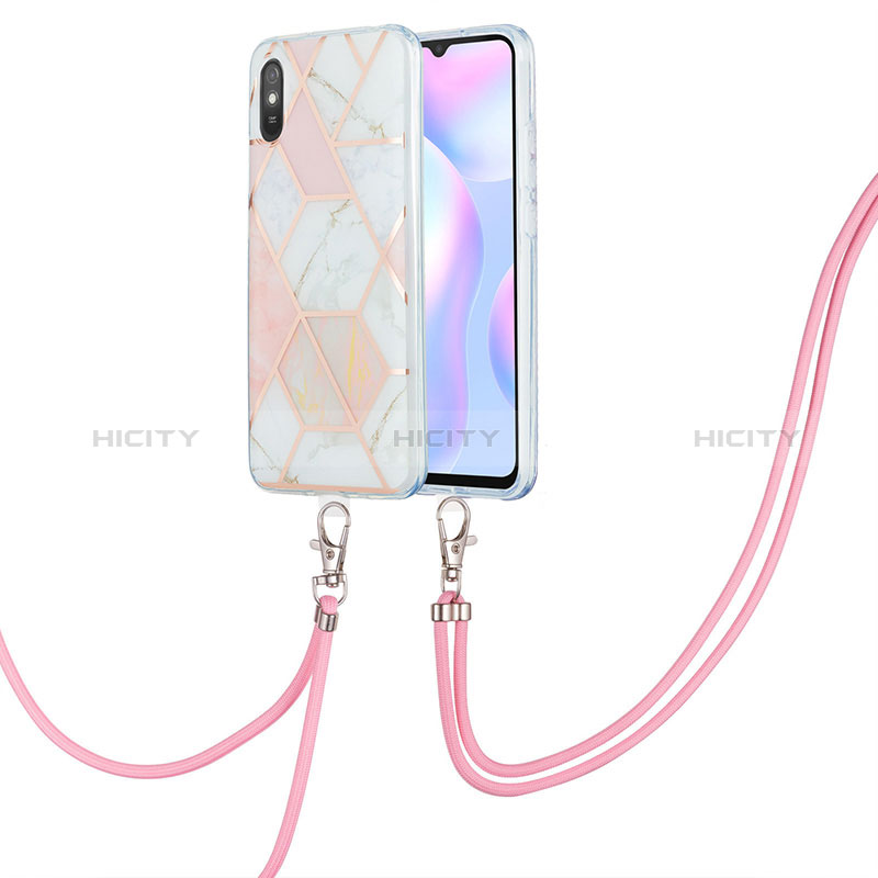 Coque Silicone Motif Fantaisie Souple Couleur Unie Etui Housse avec Laniere Strap Y01B pour Xiaomi Redmi 9A Plus