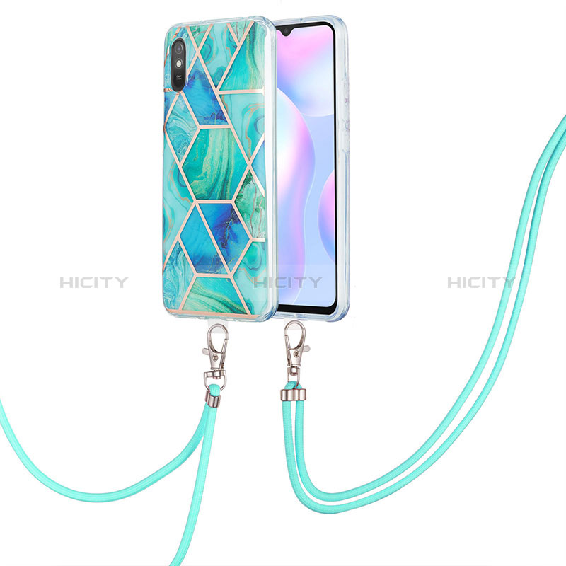 Coque Silicone Motif Fantaisie Souple Couleur Unie Etui Housse avec Laniere Strap Y01B pour Xiaomi Redmi 9A Plus