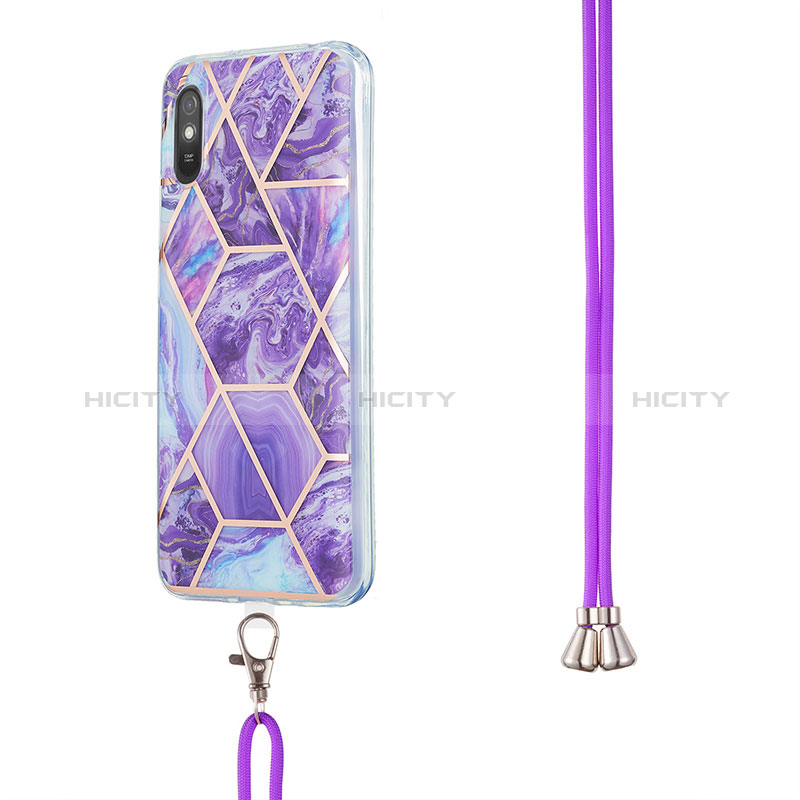 Coque Silicone Motif Fantaisie Souple Couleur Unie Etui Housse avec Laniere Strap Y01B pour Xiaomi Redmi 9A Plus