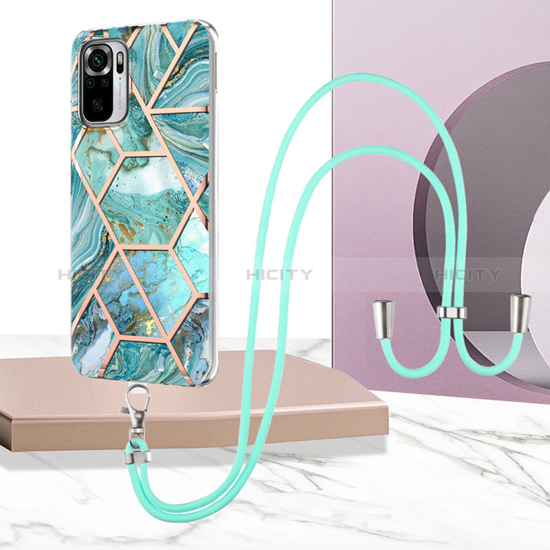 Coque Silicone Motif Fantaisie Souple Couleur Unie Etui Housse avec Laniere Strap Y01B pour Xiaomi Redmi Note 10 4G Plus