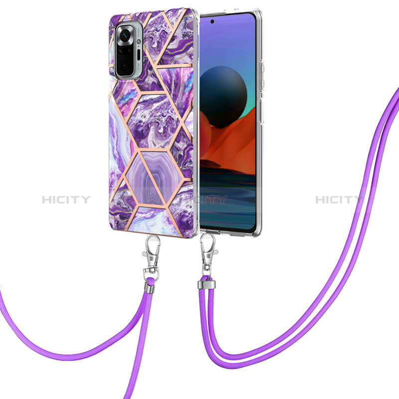 Coque Silicone Motif Fantaisie Souple Couleur Unie Etui Housse avec Laniere Strap Y01B pour Xiaomi Redmi Note 10 Pro 4G Plus