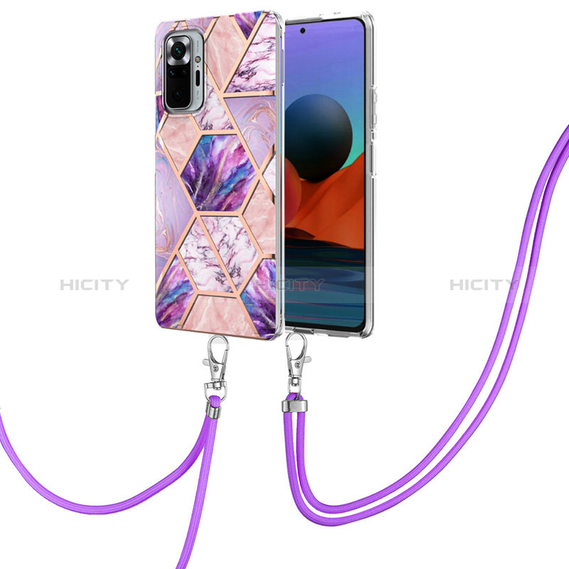 Coque Silicone Motif Fantaisie Souple Couleur Unie Etui Housse avec Laniere Strap Y01B pour Xiaomi Redmi Note 10 Pro 4G Plus