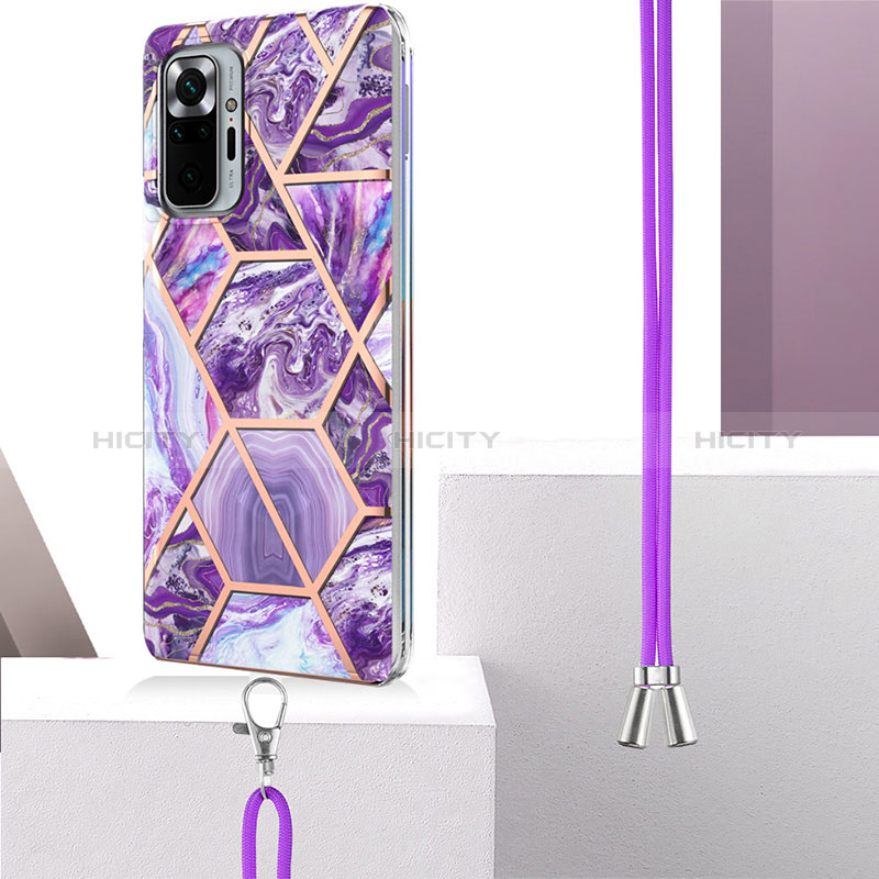 Coque Silicone Motif Fantaisie Souple Couleur Unie Etui Housse avec Laniere Strap Y01B pour Xiaomi Redmi Note 10 Pro 4G Plus