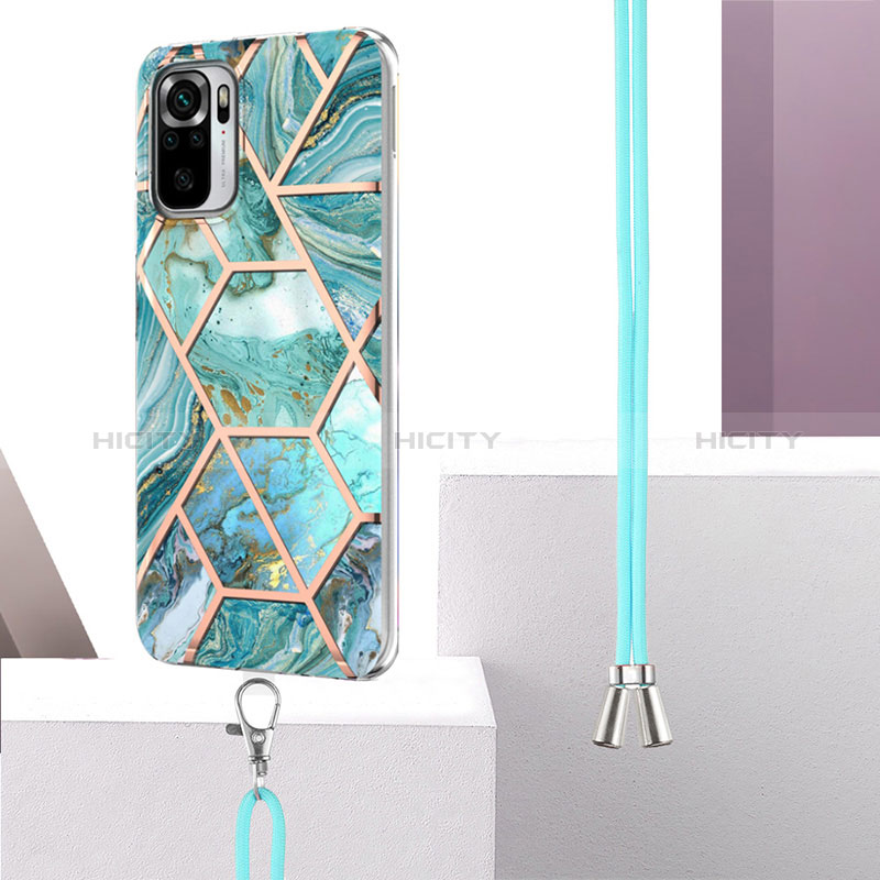 Coque Silicone Motif Fantaisie Souple Couleur Unie Etui Housse avec Laniere Strap Y01B pour Xiaomi Redmi Note 10S 4G Plus