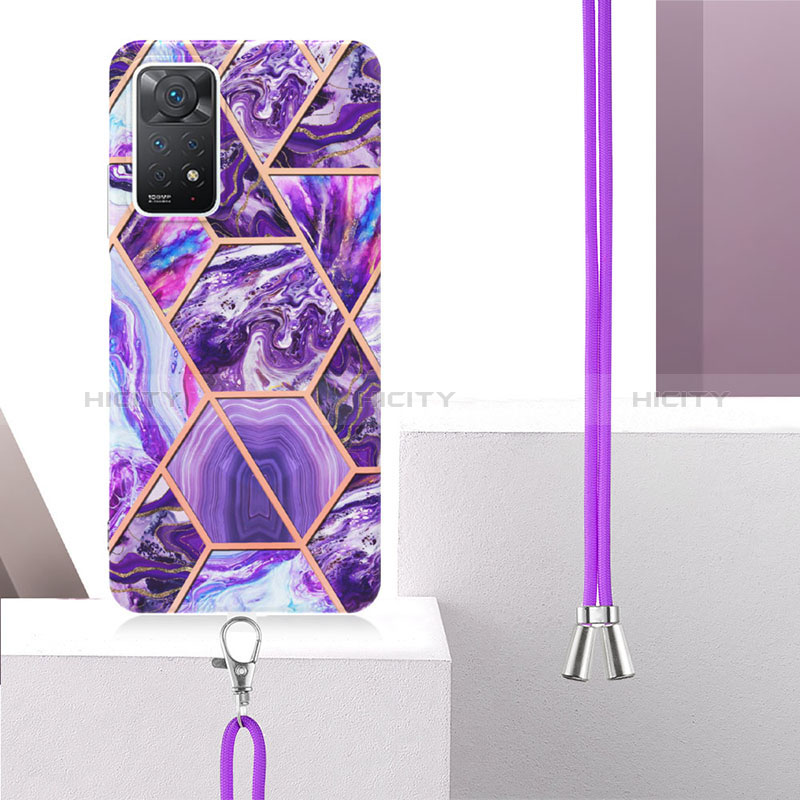 Coque Silicone Motif Fantaisie Souple Couleur Unie Etui Housse avec Laniere Strap Y01B pour Xiaomi Redmi Note 11 Pro 4G Plus