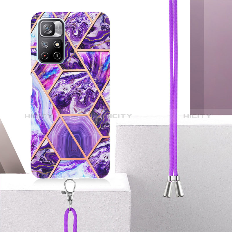 Coque Silicone Motif Fantaisie Souple Couleur Unie Etui Housse avec Laniere Strap Y01B pour Xiaomi Redmi Note 11S 5G Plus