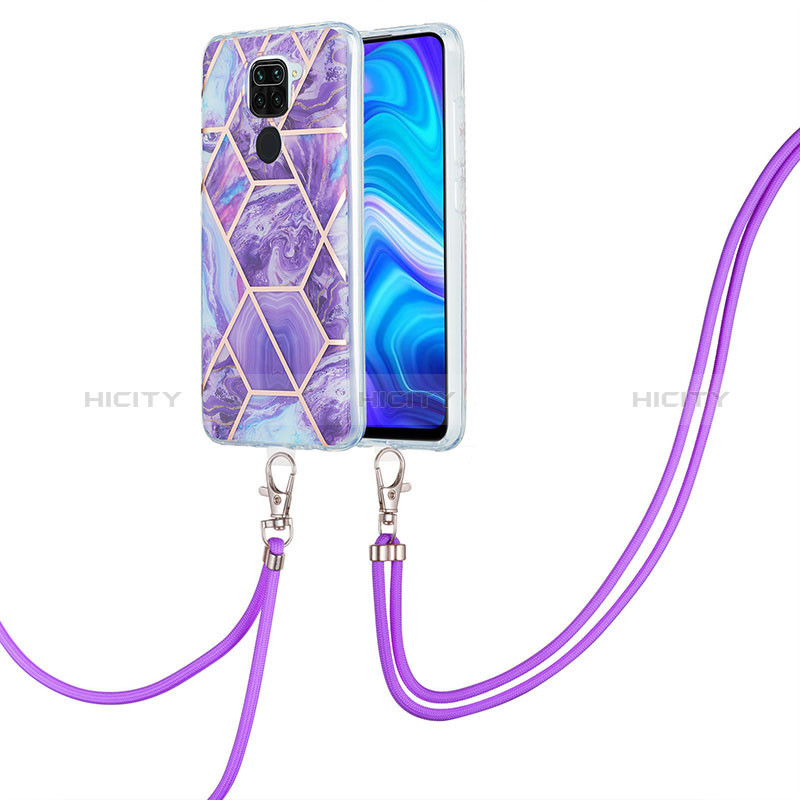 Coque Silicone Motif Fantaisie Souple Couleur Unie Etui Housse avec Laniere Strap Y01B pour Xiaomi Redmi Note 9 Plus