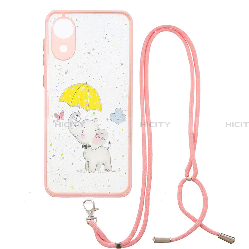 Coque Silicone Motif Fantaisie Souple Couleur Unie Etui Housse avec Laniere Strap Y01X pour Samsung Galaxy A03 Core Plus