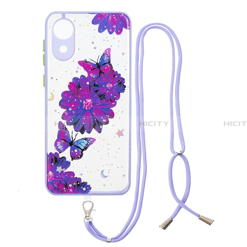 Coque Silicone Motif Fantaisie Souple Couleur Unie Etui Housse avec Laniere Strap Y01X pour Samsung Galaxy A03 Core Plus