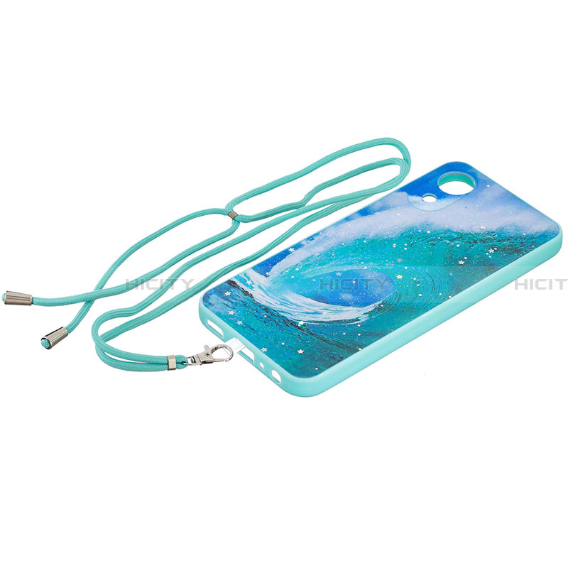 Coque Silicone Motif Fantaisie Souple Couleur Unie Etui Housse avec Laniere Strap Y01X pour Samsung Galaxy A03 Core Plus