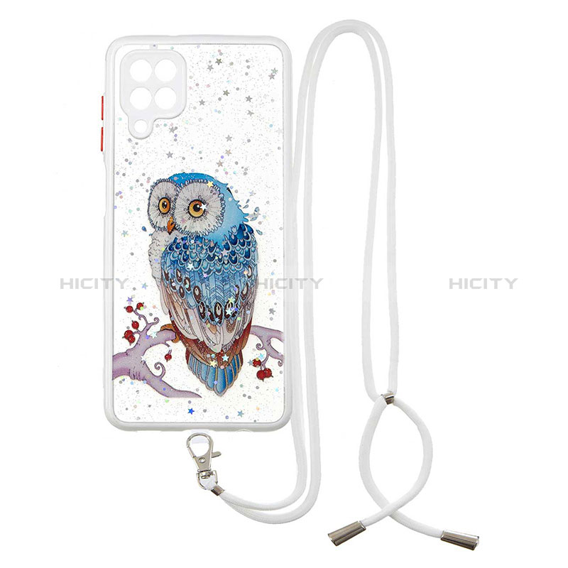 Coque Silicone Motif Fantaisie Souple Couleur Unie Etui Housse avec Laniere Strap Y01X pour Samsung Galaxy A12 Mixte Plus