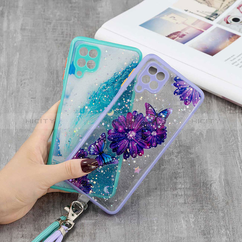 Coque Silicone Motif Fantaisie Souple Couleur Unie Etui Housse avec Laniere Strap Y01X pour Samsung Galaxy A12 Nacho Plus