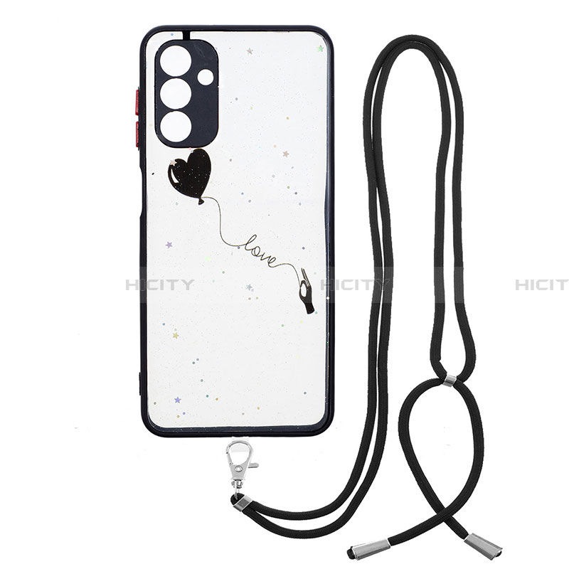 Coque Silicone Motif Fantaisie Souple Couleur Unie Etui Housse avec Laniere Strap Y01X pour Samsung Galaxy A13 5G Noir Plus