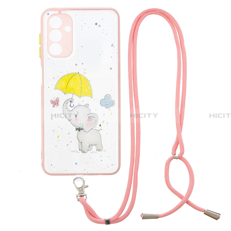 Coque Silicone Motif Fantaisie Souple Couleur Unie Etui Housse avec Laniere Strap Y01X pour Samsung Galaxy A13 5G Plus