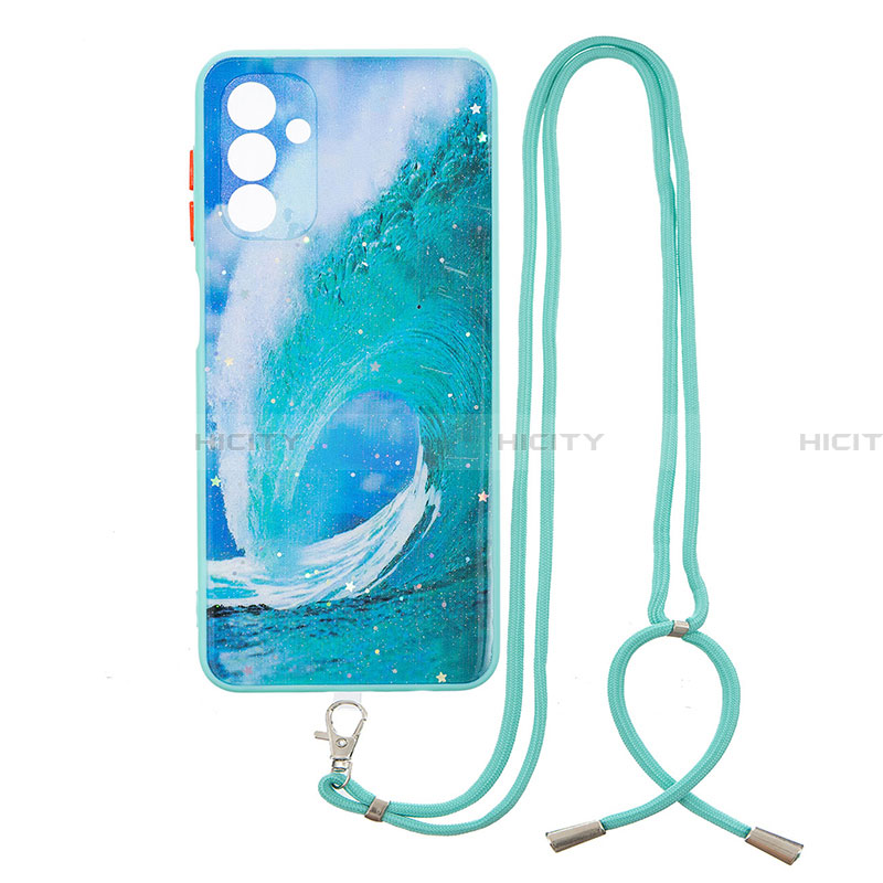 Coque Silicone Motif Fantaisie Souple Couleur Unie Etui Housse avec Laniere Strap Y01X pour Samsung Galaxy A13 5G Vert Plus