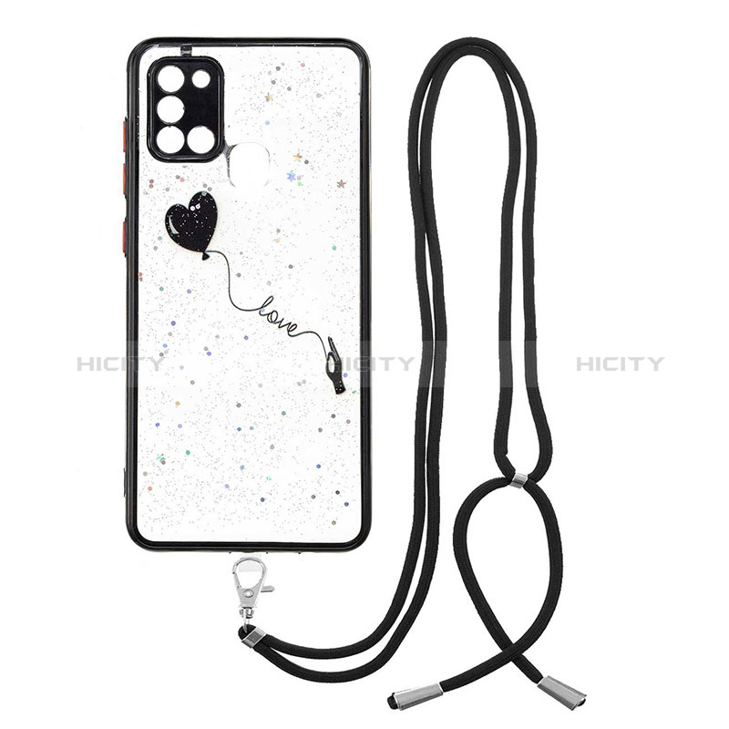 Coque Silicone Motif Fantaisie Souple Couleur Unie Etui Housse avec Laniere Strap Y01X pour Samsung Galaxy A21s Plus