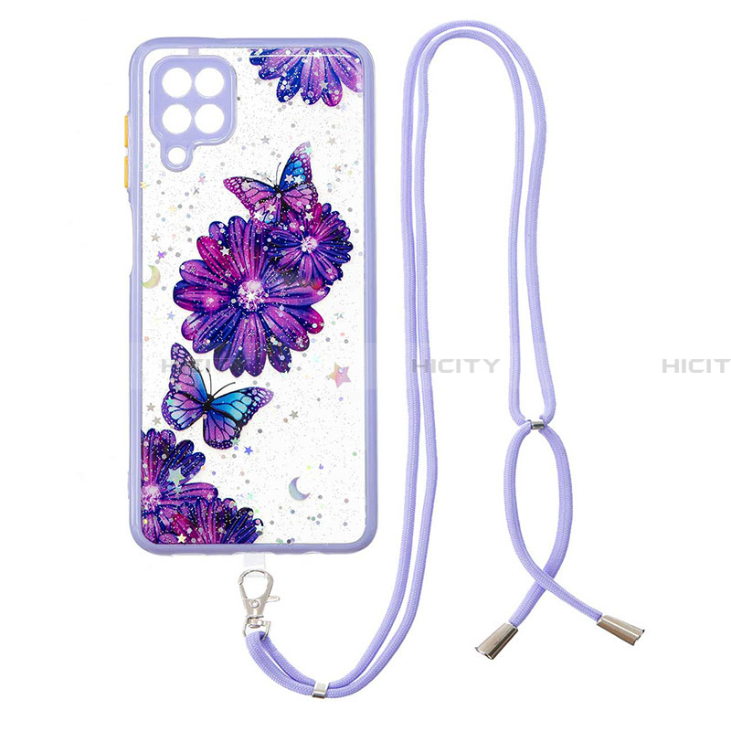 Coque Silicone Motif Fantaisie Souple Couleur Unie Etui Housse avec Laniere Strap Y01X pour Samsung Galaxy A22 4G Plus