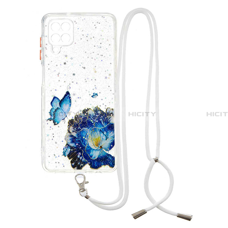 Coque Silicone Motif Fantaisie Souple Couleur Unie Etui Housse avec Laniere Strap Y01X pour Samsung Galaxy A22 4G Plus