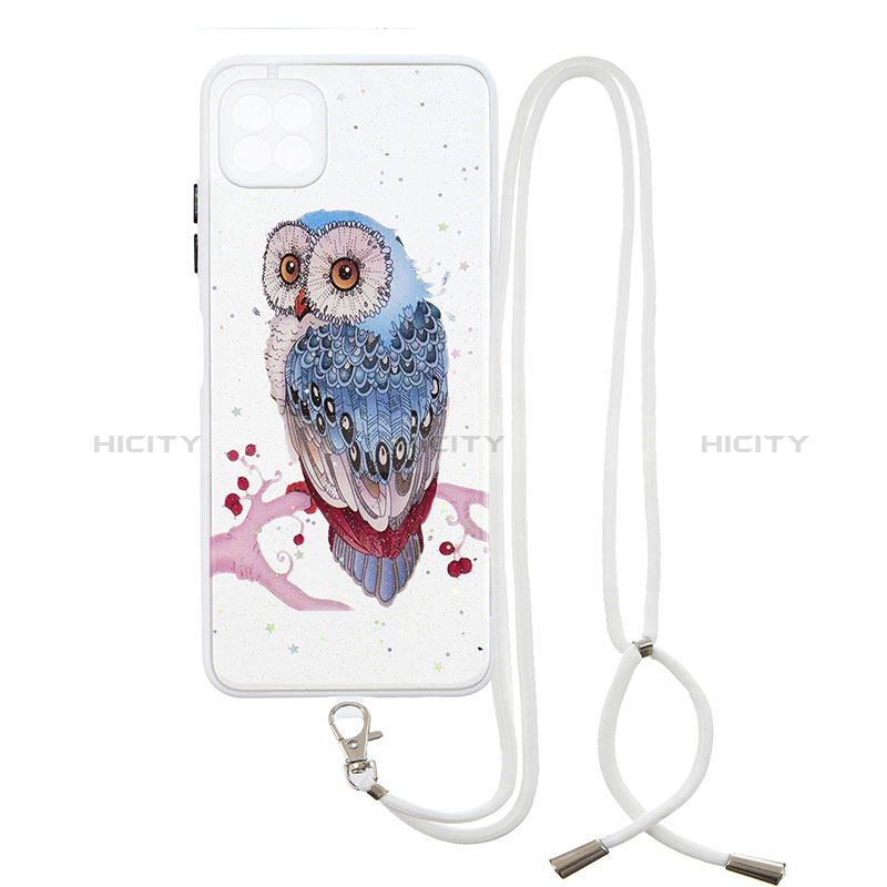 Coque Silicone Motif Fantaisie Souple Couleur Unie Etui Housse avec Laniere Strap Y01X pour Samsung Galaxy A22s 5G Plus