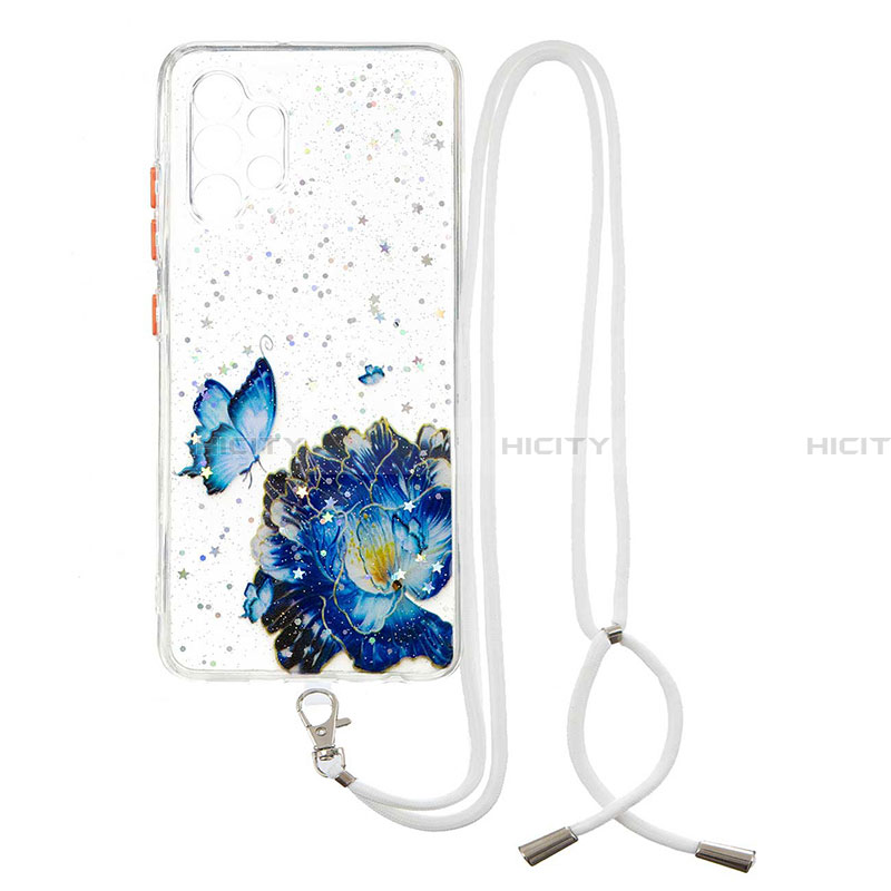 Coque Silicone Motif Fantaisie Souple Couleur Unie Etui Housse avec Laniere Strap Y01X pour Samsung Galaxy A32 4G Plus