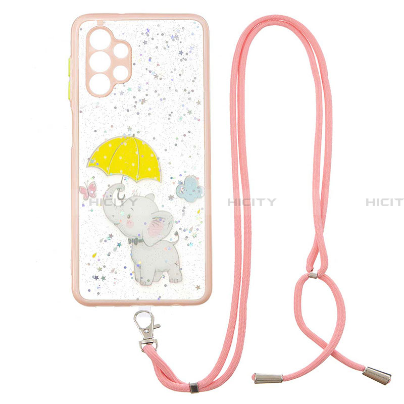 Coque Silicone Motif Fantaisie Souple Couleur Unie Etui Housse avec Laniere Strap Y01X pour Samsung Galaxy A32 4G Plus