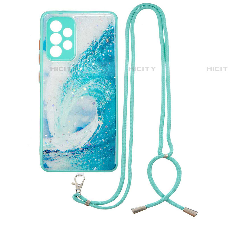 Coque Silicone Motif Fantaisie Souple Couleur Unie Etui Housse avec Laniere Strap Y01X pour Samsung Galaxy A52 5G Vert Plus