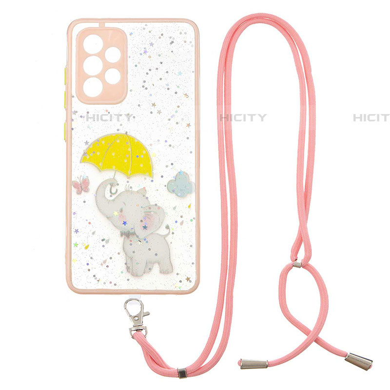 Coque Silicone Motif Fantaisie Souple Couleur Unie Etui Housse avec Laniere Strap Y01X pour Samsung Galaxy A53 5G Plus