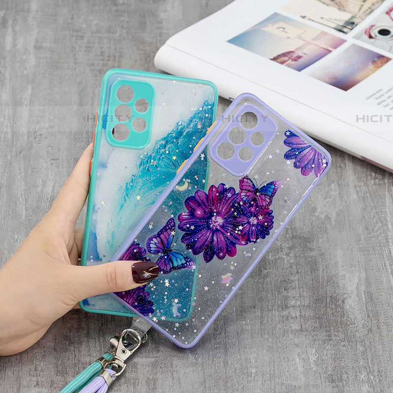 Coque Silicone Motif Fantaisie Souple Couleur Unie Etui Housse avec Laniere Strap Y01X pour Samsung Galaxy A73 5G Plus