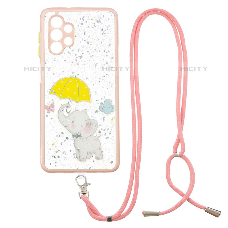 Coque Silicone Motif Fantaisie Souple Couleur Unie Etui Housse avec Laniere Strap Y01X pour Samsung Galaxy M32 5G Plus