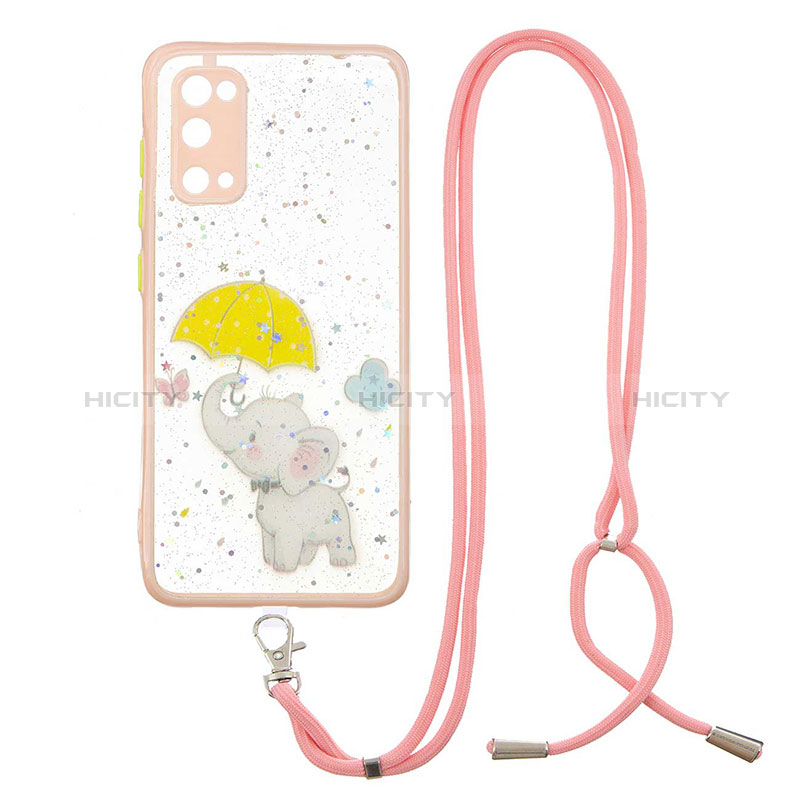 Coque Silicone Motif Fantaisie Souple Couleur Unie Etui Housse avec Laniere Strap Y01X pour Samsung Galaxy S20 5G Plus