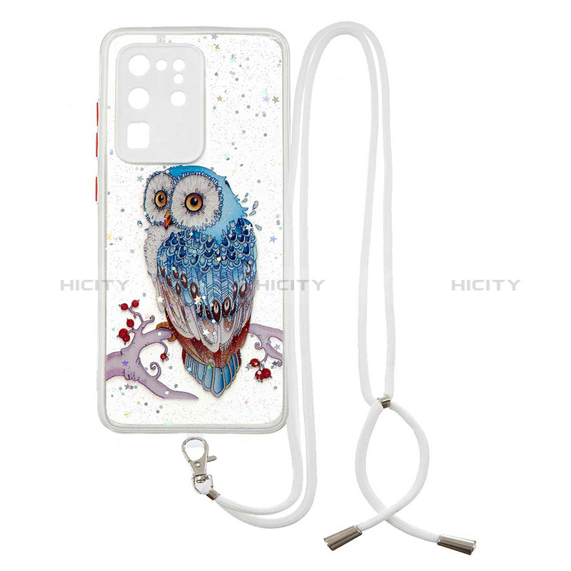 Coque Silicone Motif Fantaisie Souple Couleur Unie Etui Housse avec Laniere Strap Y01X pour Samsung Galaxy S20 Ultra 5G Mixte Plus