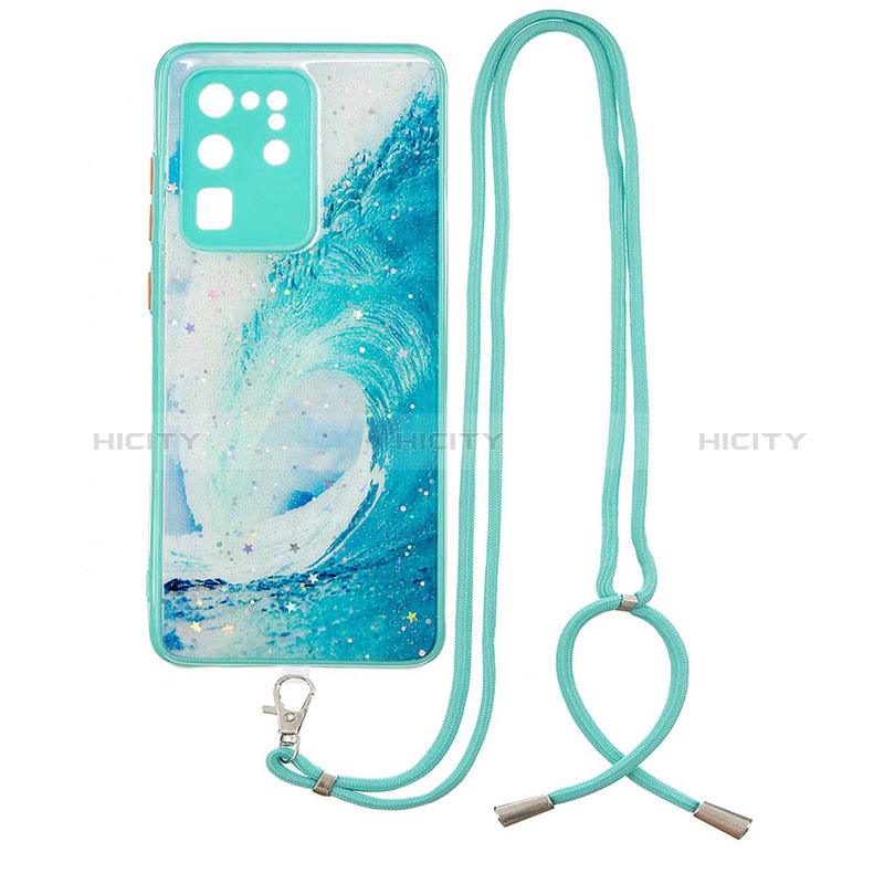 Coque Silicone Motif Fantaisie Souple Couleur Unie Etui Housse avec Laniere Strap Y01X pour Samsung Galaxy S20 Ultra Plus