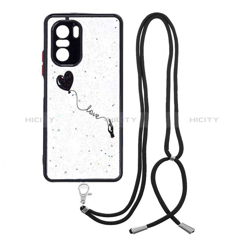 Coque Silicone Motif Fantaisie Souple Couleur Unie Etui Housse avec Laniere Strap Y01X pour Xiaomi Mi 11X 5G Noir Plus