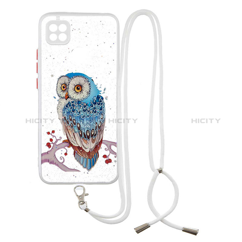 Coque Silicone Motif Fantaisie Souple Couleur Unie Etui Housse avec Laniere Strap Y01X pour Xiaomi POCO C3 Mixte Plus