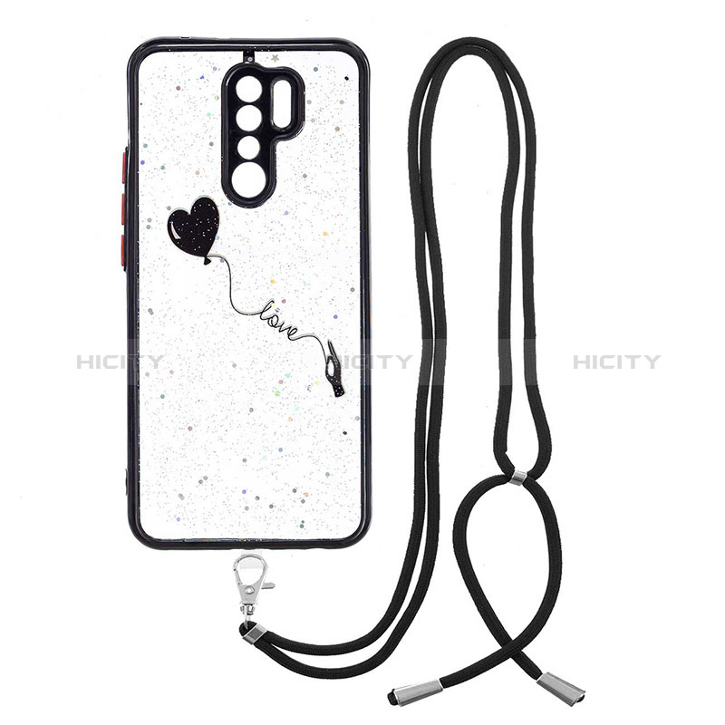 Coque Silicone Motif Fantaisie Souple Couleur Unie Etui Housse avec Laniere Strap Y01X pour Xiaomi Poco M2 Plus