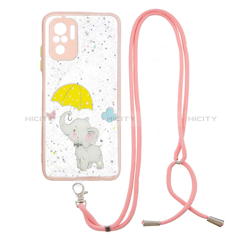 Coque Silicone Motif Fantaisie Souple Couleur Unie Etui Housse avec Laniere Strap Y01X pour Xiaomi Poco M5S Jaune Plus