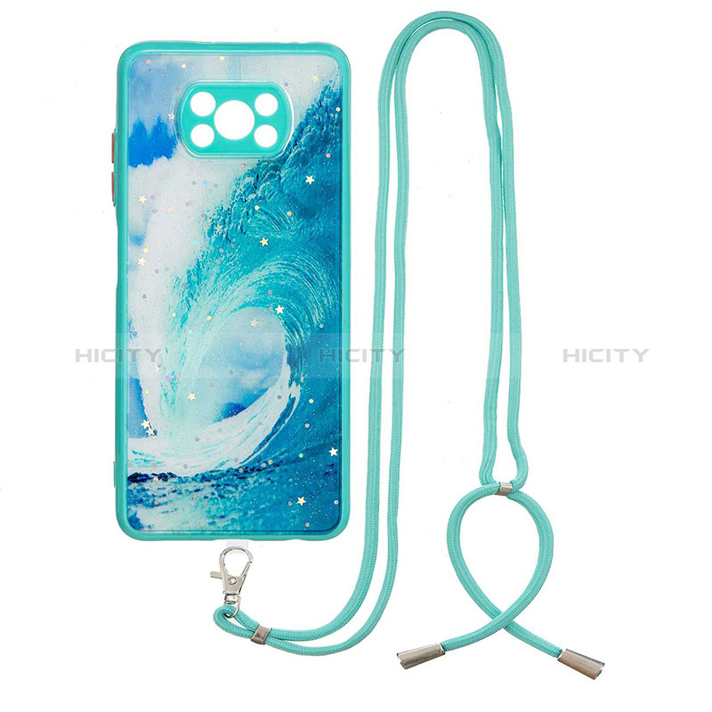 Coque Silicone Motif Fantaisie Souple Couleur Unie Etui Housse avec Laniere Strap Y01X pour Xiaomi Poco X3 Plus