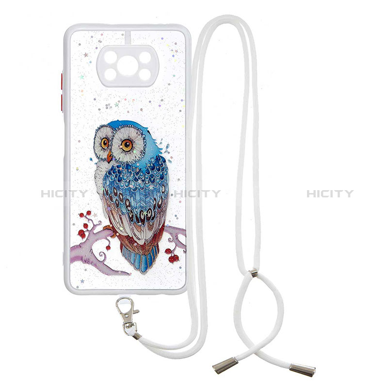 Coque Silicone Motif Fantaisie Souple Couleur Unie Etui Housse avec Laniere Strap Y01X pour Xiaomi Poco X3 Plus