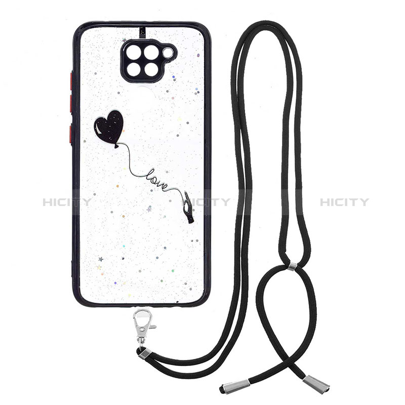 Coque Silicone Motif Fantaisie Souple Couleur Unie Etui Housse avec Laniere Strap Y01X pour Xiaomi Redmi 10X 4G Noir Plus