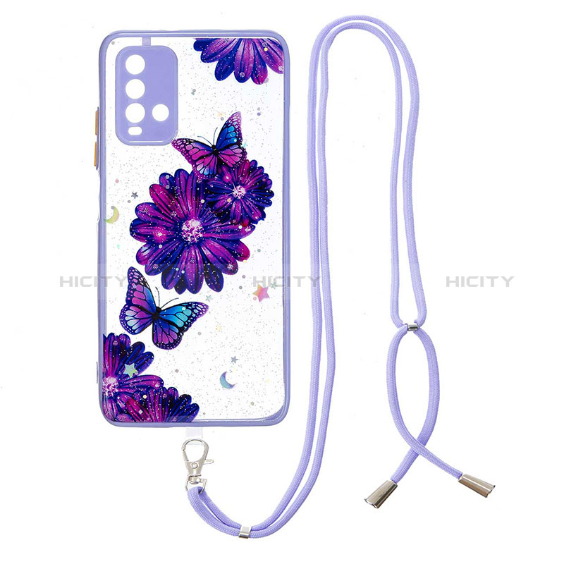 Coque Silicone Motif Fantaisie Souple Couleur Unie Etui Housse avec Laniere Strap Y01X pour Xiaomi Redmi 9 Power Plus