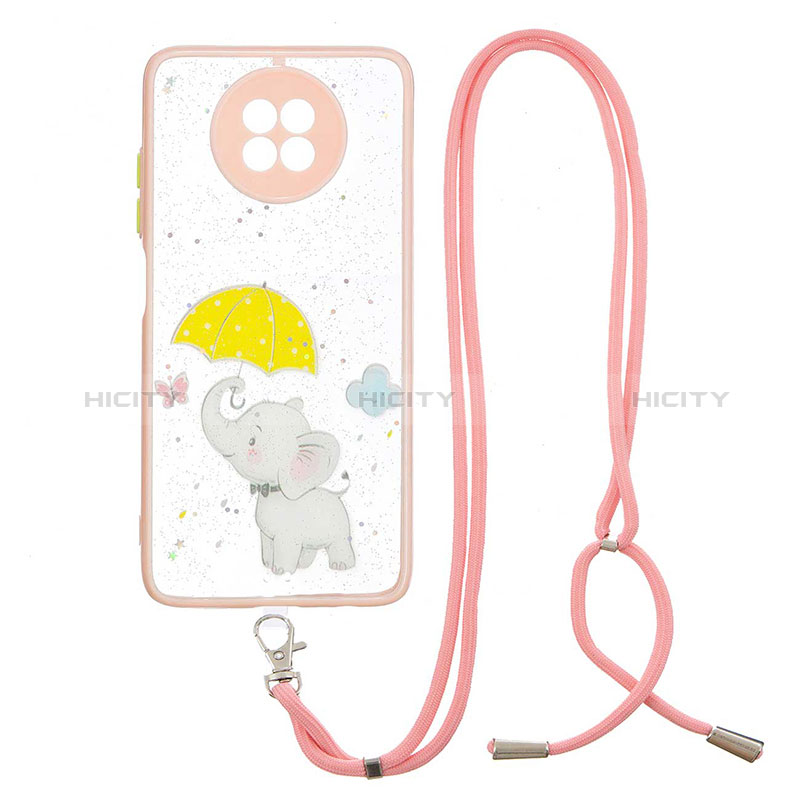 Coque Silicone Motif Fantaisie Souple Couleur Unie Etui Housse avec Laniere Strap Y01X pour Xiaomi Redmi Note 9 5G Plus