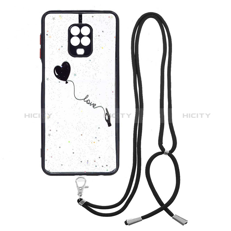 Coque Silicone Motif Fantaisie Souple Couleur Unie Etui Housse avec Laniere Strap Y01X pour Xiaomi Redmi Note 9 Pro Max Noir Plus