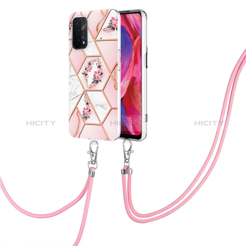 Coque Silicone Motif Fantaisie Souple Couleur Unie Etui Housse avec Laniere Strap Y02B pour Oppo A74 5G Plus