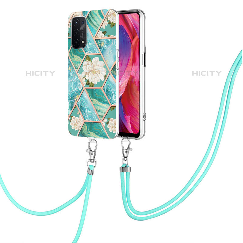 Coque Silicone Motif Fantaisie Souple Couleur Unie Etui Housse avec Laniere Strap Y02B pour Oppo A93 5G Plus