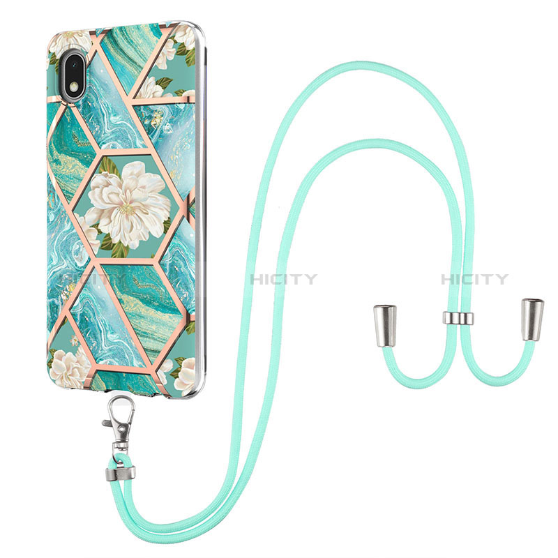 Coque Silicone Motif Fantaisie Souple Couleur Unie Etui Housse avec Laniere Strap Y02B pour Samsung Galaxy A01 Core Plus