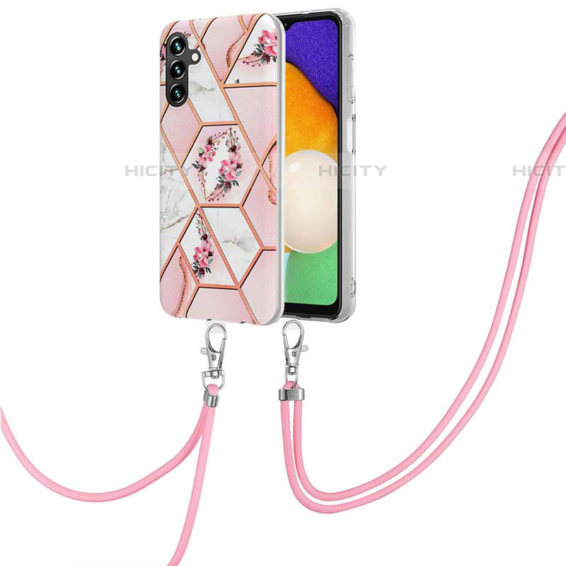 Coque Silicone Motif Fantaisie Souple Couleur Unie Etui Housse avec Laniere Strap Y02B pour Samsung Galaxy A04s Plus