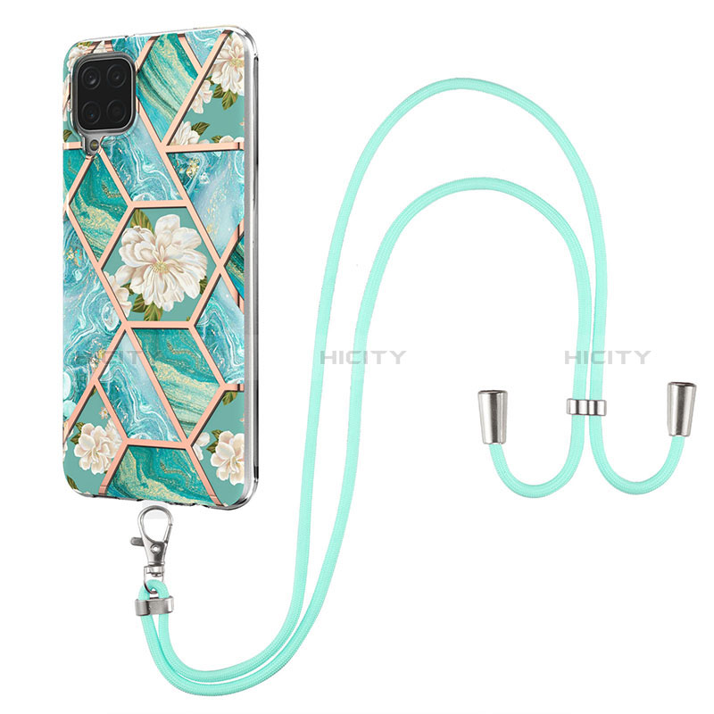 Coque Silicone Motif Fantaisie Souple Couleur Unie Etui Housse avec Laniere Strap Y02B pour Samsung Galaxy A12 Nacho Plus